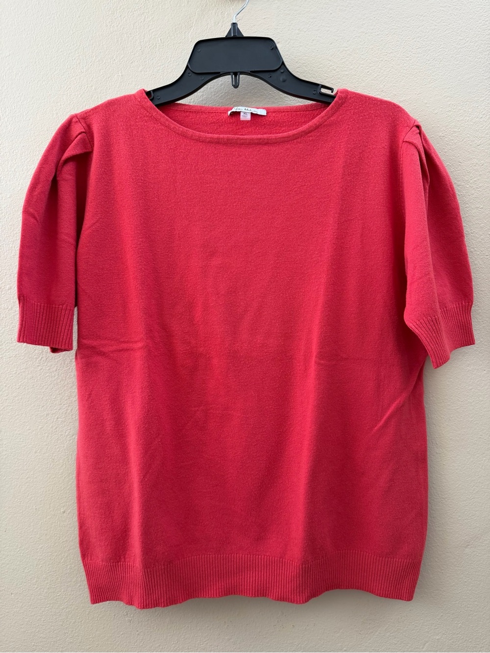Unused Women's Vila Milano Short Sleeve Scoop Neck Sweater - Coral